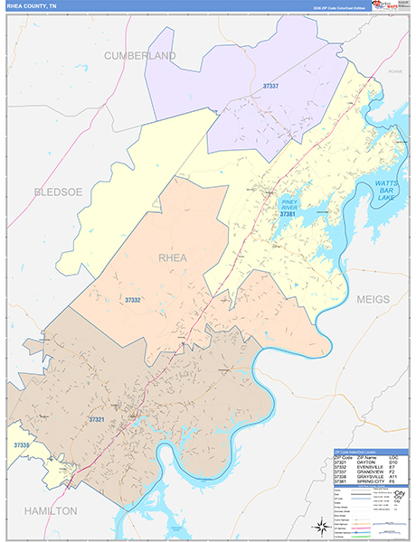 Rhea County, TN Zip Code Map