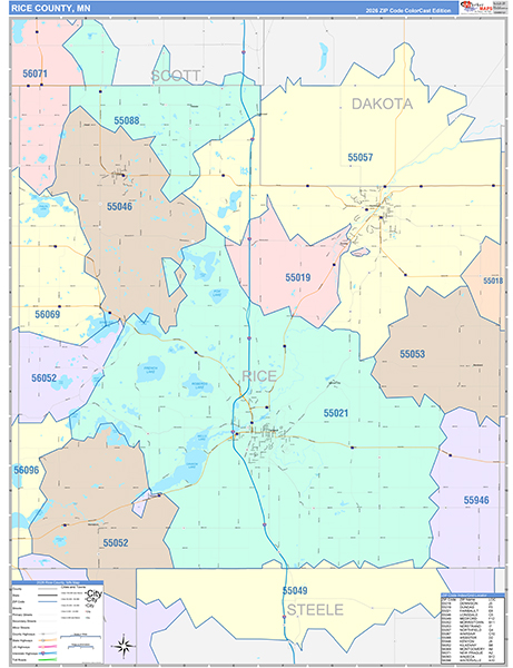 Rice County, MN Wall Map