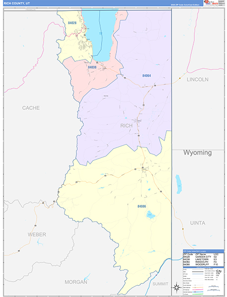 Rich County, UT Zip Code Map