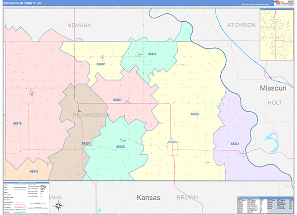 Richardson County, NE Zip Code Map