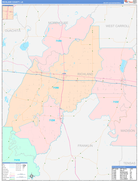 Richland Parish (County), LA Wall Map