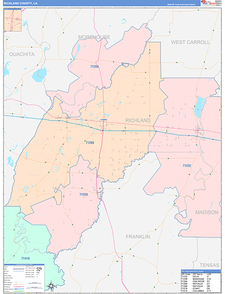 Richland Parish (County), LA Wall Map