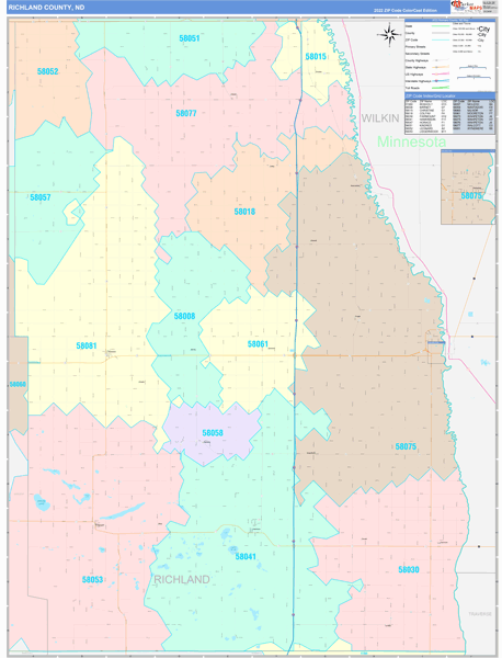 Richland County, ND Wall Map