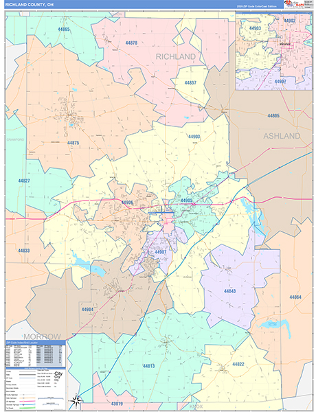 Richland County, OH Zip Code Map