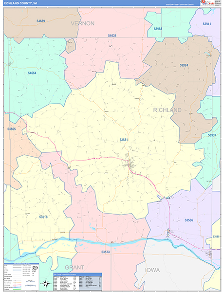 Richland County, WI Wall Map