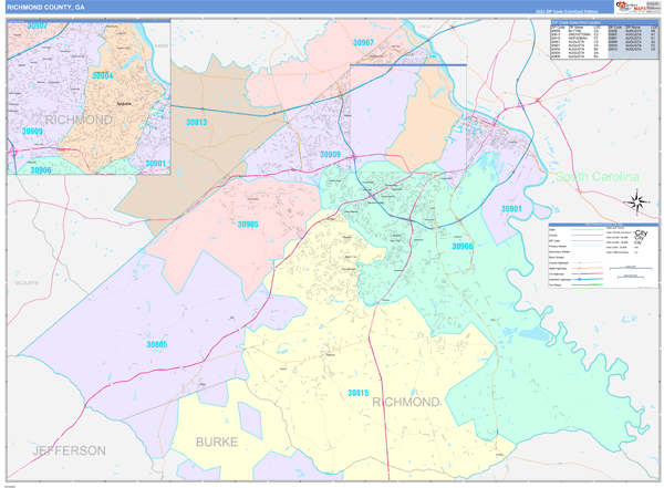 Richmond County, GA Zip Code Map