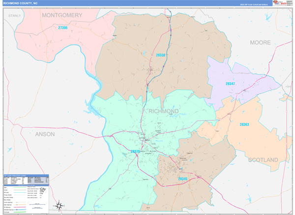 Richmond County Digital Map Color Cast Style