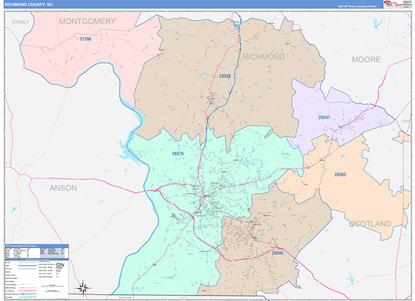 Richmond County, NC Zip Code Map