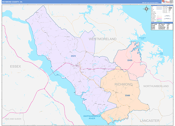 Richmond County, VA Zip Code Map