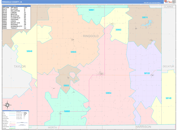 Ringgold County Digital Map Color Cast Style