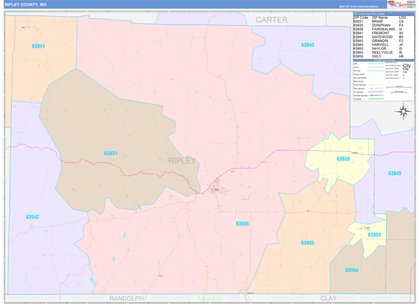 Ripley County Digital Map Color Cast Style