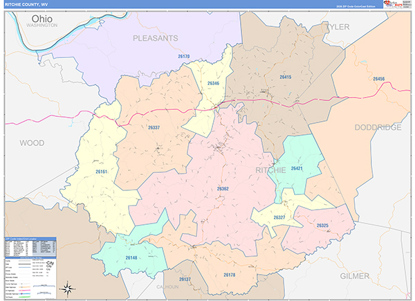 Ritchie County, WV Zip Code Map