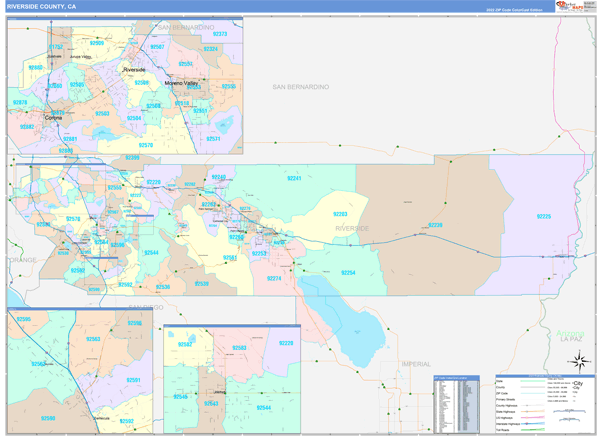Riverside County, CA Zip Code Map