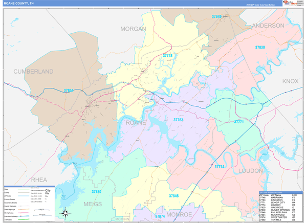 Roane County Digital Map Color Cast Style