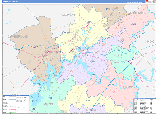 Roane County, TN Zip Code Map