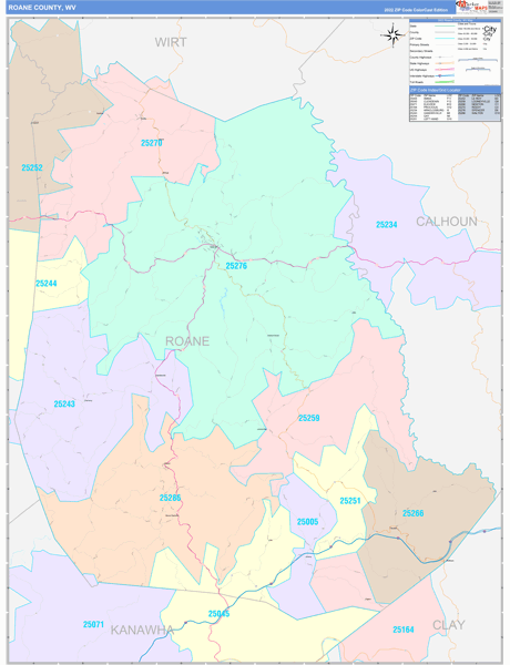 Roane County, WV Zip Code Map
