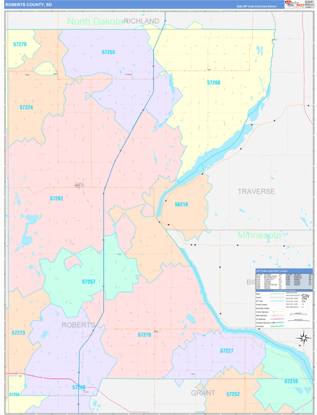 Roberts County, SD Wall Map