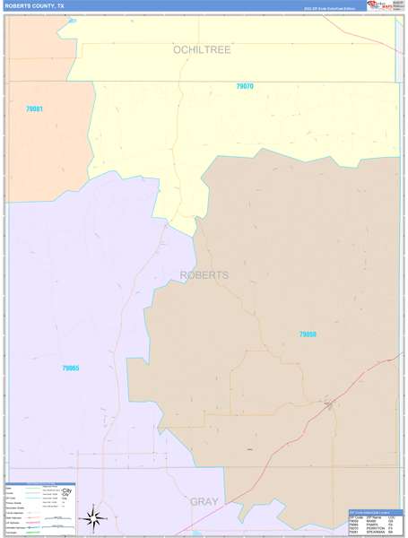 Roberts County, TX Wall Map