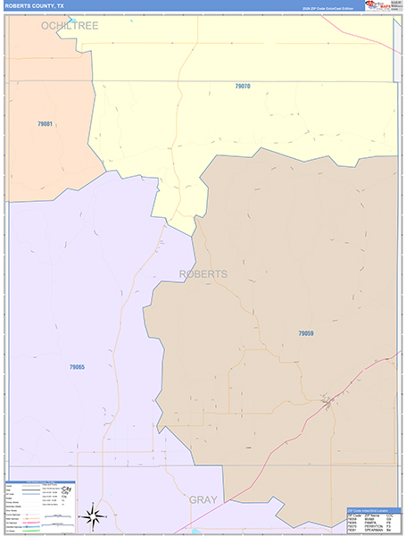 Roberts County, TX Zip Code Map