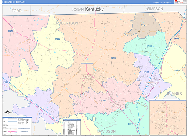 Robertson County, TN Zip Code Map