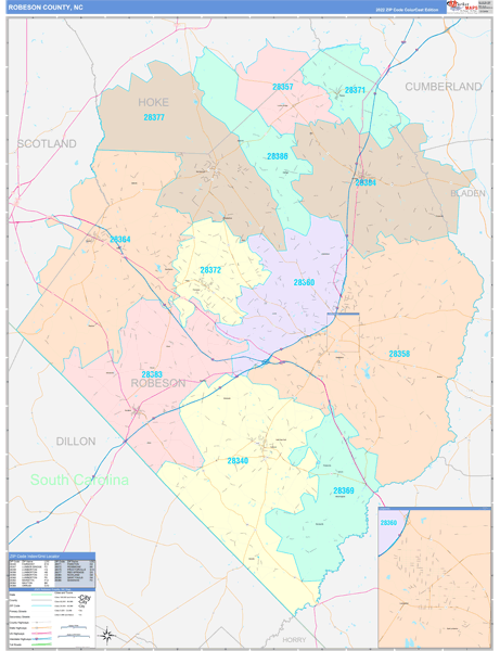 Robeson County, NC Zip Code Map