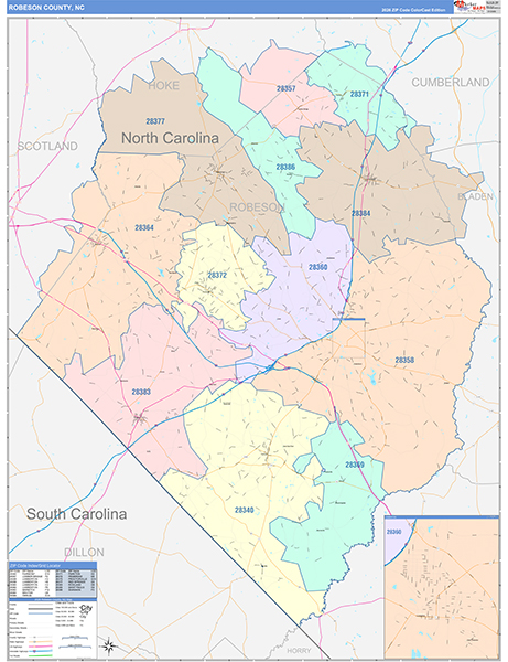Robeson County, NC Zip Code Map
