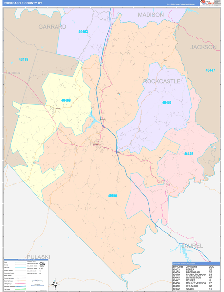 Rockcastle County, KY Zip Code Map