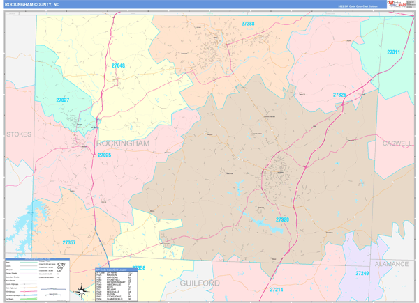 Rockingham County, NC Zip Code Map