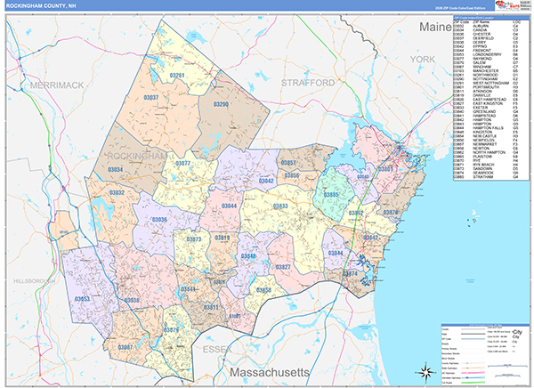 Rockingham County, NH Zip Code Map