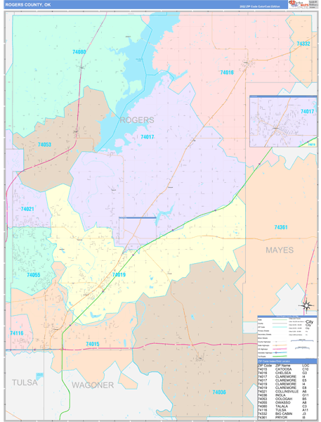 Rogers County Digital Map Color Cast Style