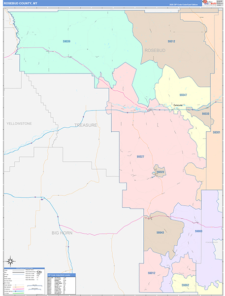 Rosebud County, MT Wall Map