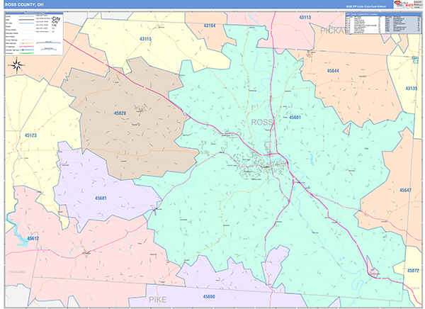 Ross County, OH Zip Code Map