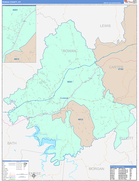 Rowan County, KY Zip Code Map