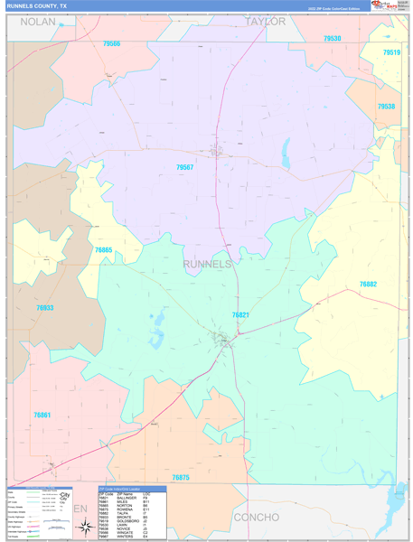 Runnels County Digital Map Color Cast Style