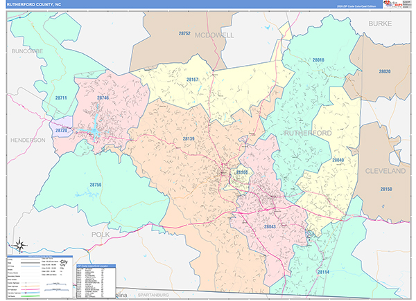 Rutherford County, NC Zip Code Map