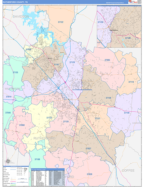 Rutherford County, TN Zip Code Map