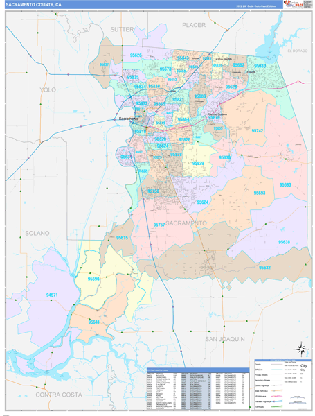 Sacramento County Digital Map Color Cast Style