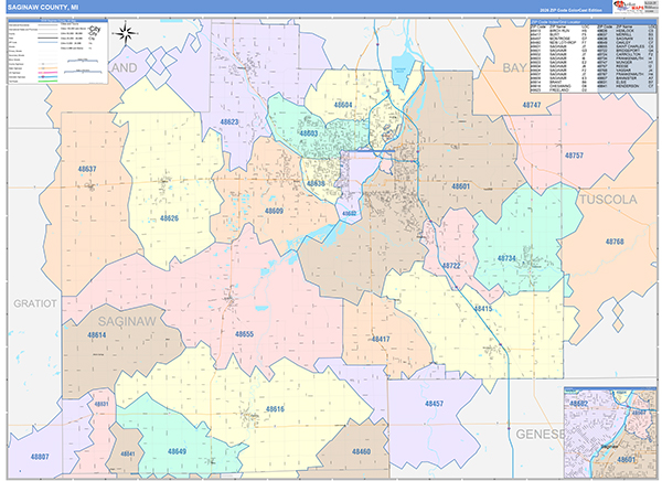Saginaw County, MI Zip Code Map