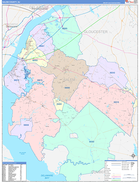 Salem County, NJ Zip Code Map