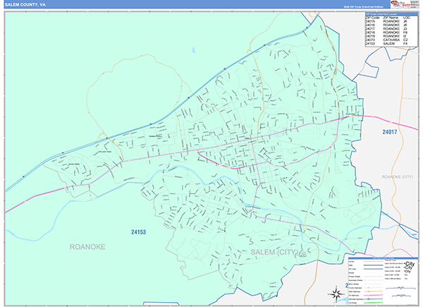 Salem County, VA Zip Code Map