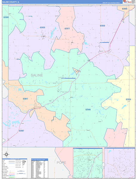 Saline County, IL Zip Code Map