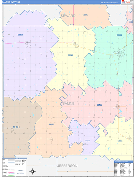 Saline County, NE Zip Code Map