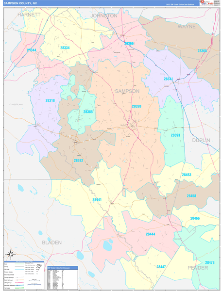 Sampson County Digital Map Color Cast Style