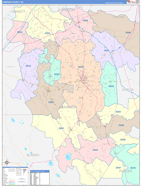 Sampson County, NC Zip Code Map