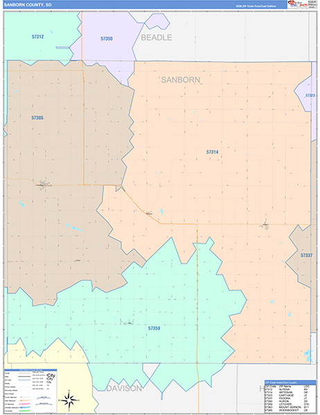 Sanborn County, SD Zip Code Map