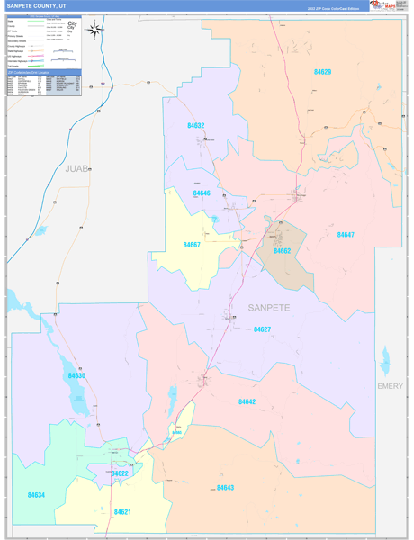 Sanpete County, UT Zip Code Map