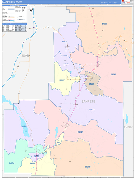 Sanpete County, UT Zip Code Map