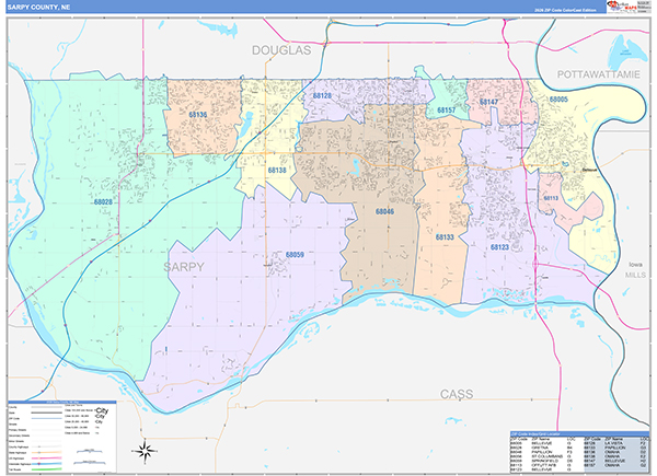 Sarpy County, NE Wall Map
