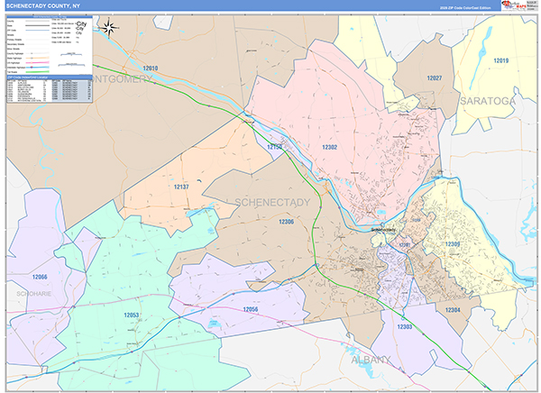 Schenectady County, NY Zip Code Map