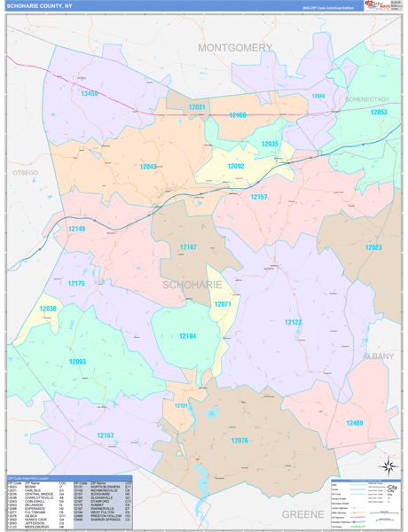 Schoharie County, NY Zip Code Map